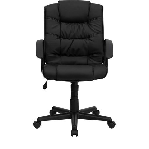 Eco-Friendly Black Leather Mid-Back Office Chair by Flash Furniture