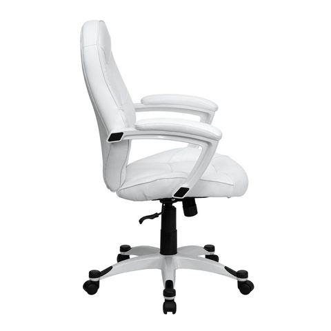 Eco-Friendly White Leather Mid-Back Executive Office Chair by Flash Furniture