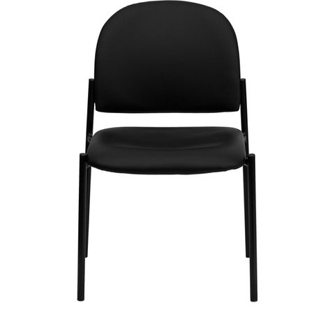 Black Vinyl Comfortable Stackable Steel Side Chair by Flash Furniture