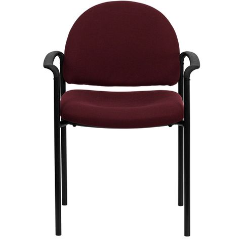 Burgundy Fabric Comfortable Stackable Steel Side Chair with Arms by Flash Furniture