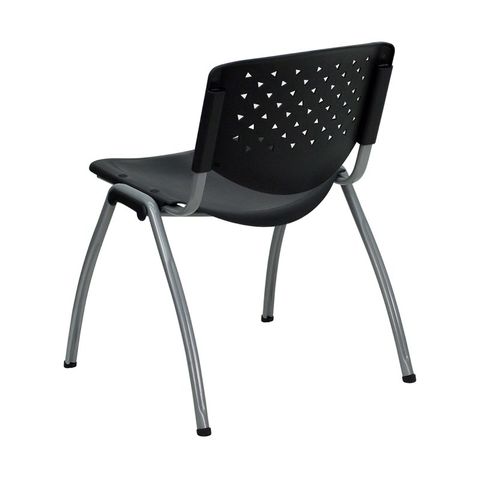 HERCULES&trade; Black Polypropylene Stack Chair with Titanium Frame Finish by Flash Furniture