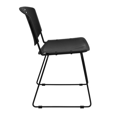 HERCULES&trade; Black Plastic Stack Chair with Black Powder Coated Frame Finish by Flash Furniture
