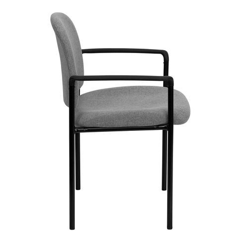 Gray Fabric Comfortable Stackable Steel Side Chair with Arms by Flash Furniture