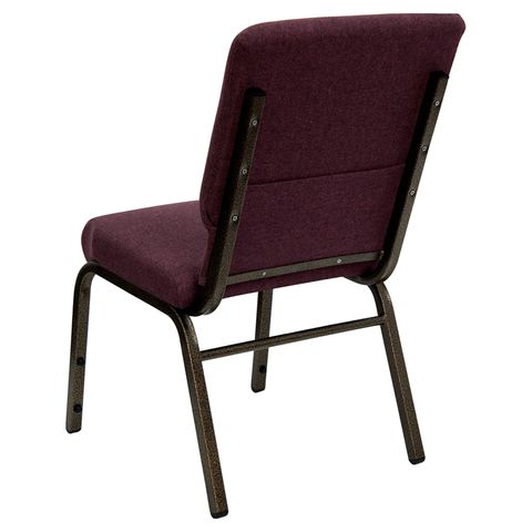HERCULES&trade; 18.5''W Plum Fabric Stacking Church Chair - Gold Vein Frame by Flash Furniture
