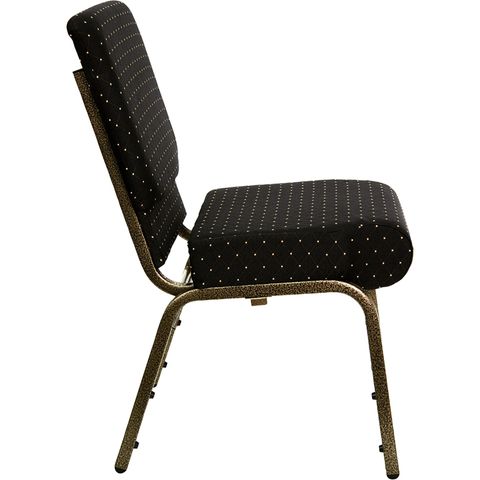 HERCULES&trade; 21'' Extra Wide Black Dot Church Chair with 4'' Thick Seat - Gold Vein Frame by Flash Furniture
