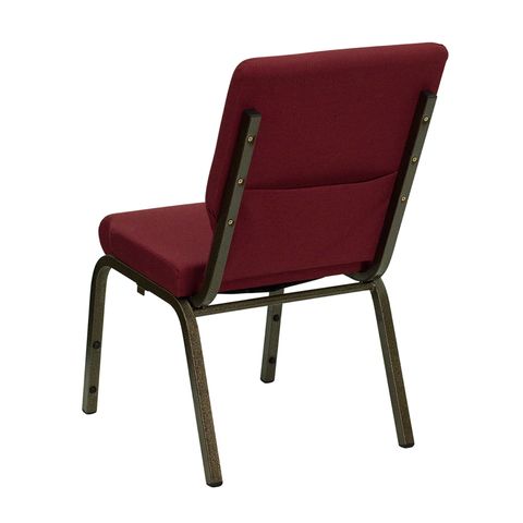 HERCULES&trade; 18.5''W Burgundy Stacking Church Chair with 4.25'' Thick Seat - Gold Vein Frame Finish by Flash Furniture