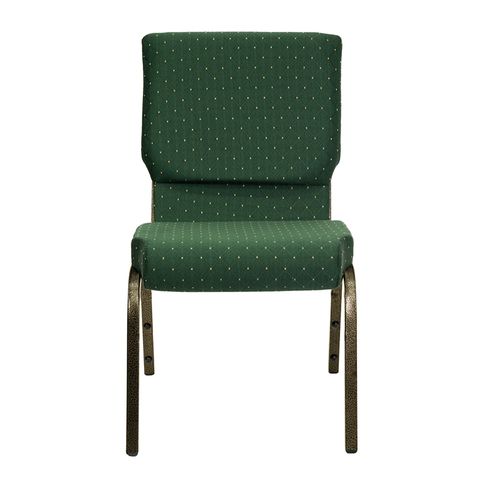 HERCULES&trade; 18.5''W Green Patterned Stacking Church Chair with 4.25'' Thick Seat - Gold Vein Frame by Flash Furniture
