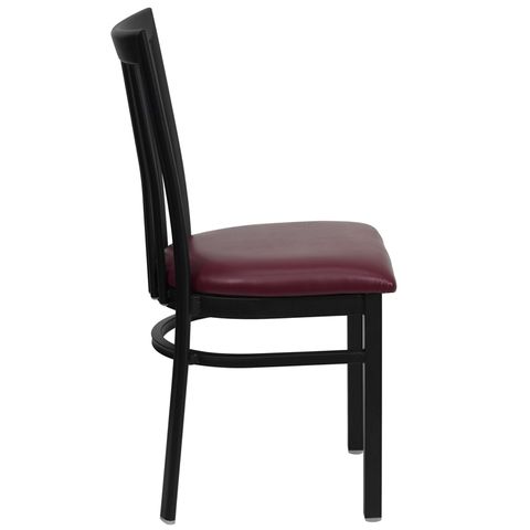 HERCULES&trade; Black Schoolhouse Back Metal Restaurant Chair - Burgundy Vinyl Seat by Flash Furniture