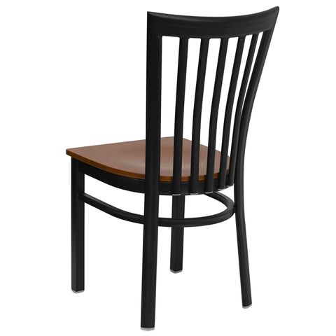 HERCULES&trade; Black Schoolhouse Back Metal Restaurant Chair - Cherry Wood Seat by Flash Furniture