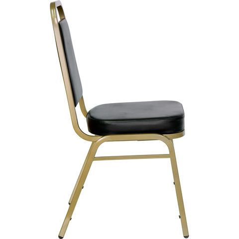 HERCULES&trade; Series Black Vinyl Banquet Stack Chair with Gold Frame by Flash Furniture