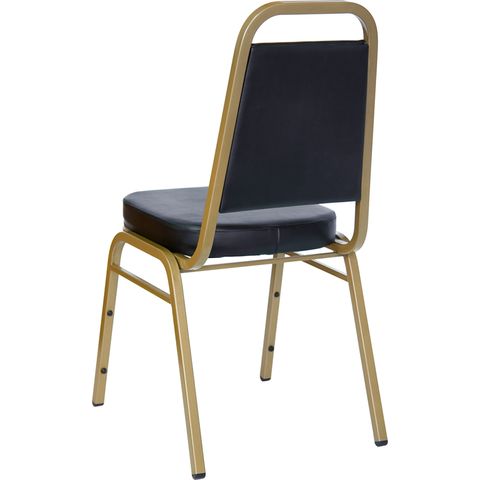 HERCULES&trade; Series Black Vinyl Banquet Stack Chair with Gold Frame by Flash Furniture