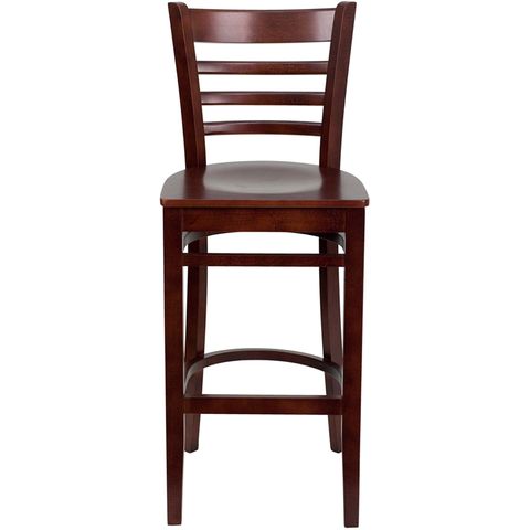 HERCULES&trade; Mahogany Finished Ladder Back Wooden Restaurant Bar Stool by Flash Furniture