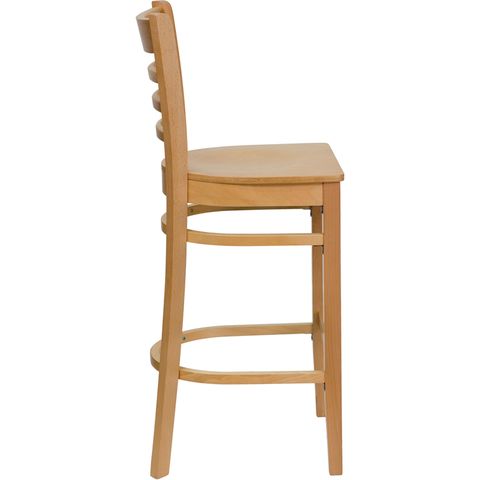 HERCULES&trade; Natural Wood Finished Ladder Back Wooden Restaurant Bar Stool by Flash Furniture