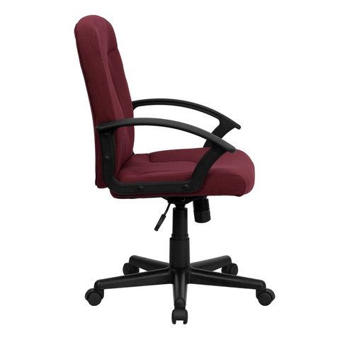 Mid-Back Burgundy Fabric Task and Computer Chair with Nylon Arms by Flash Furniture