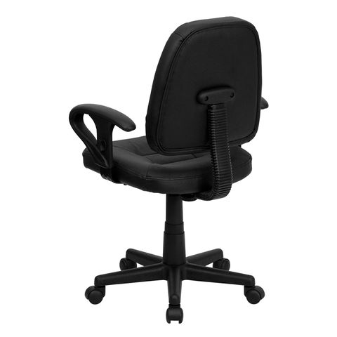 Mid-Back Black Leather Ergonomic Task Chair with Arms by Flash Furniture