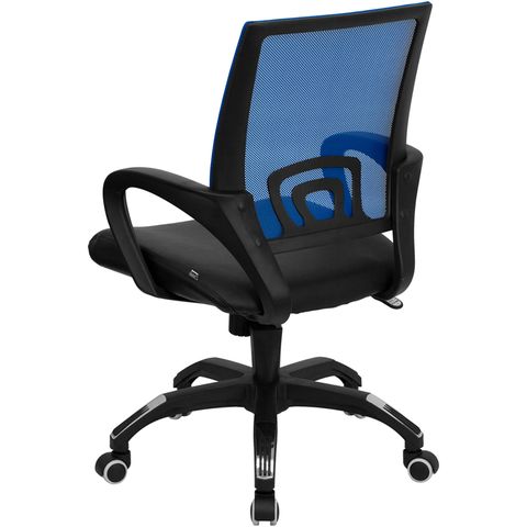 Mid-Back Blue Mesh Computer Chair with Black Leather Seat by Flash Furniture