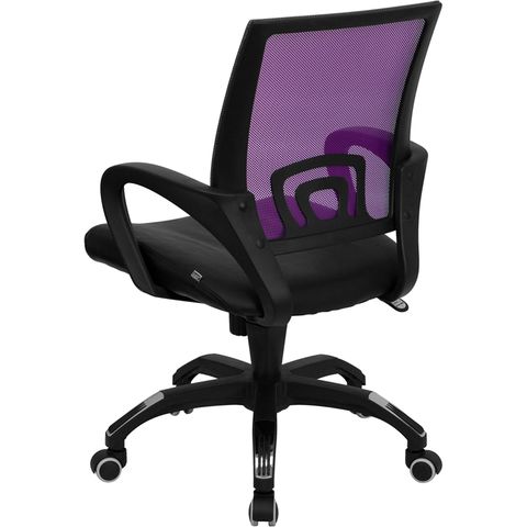 Mid-Back Purple Mesh Computer Chair with Black Leather Seat by Flash Furniture