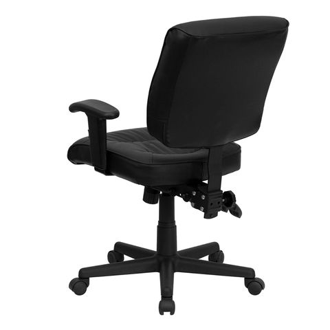 Mid-Back Black Leather Multi-Functional Task Chair with Height Adjustable Arms by Flash Furniture