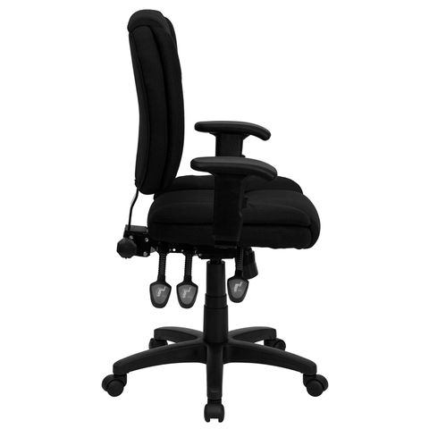Mid-Back Black Fabric Multi-Functional Ergonomic Task Chair with Arms by Flash Furniture