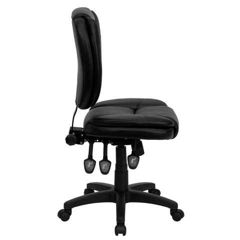 Mid-Back Black Leather Multi-Functional Ergonomic Task Chair by Flash Furniture