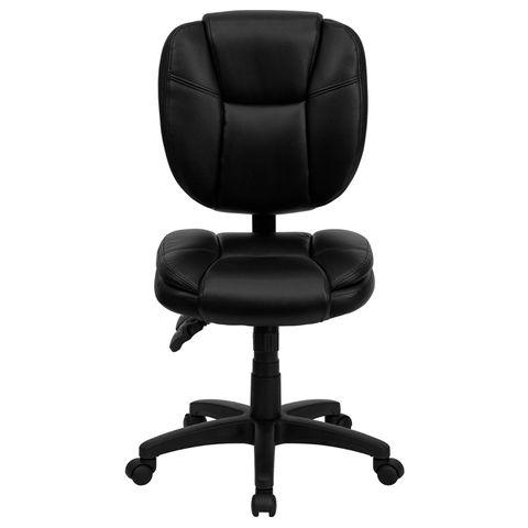 Mid-Back Black Leather Multi-Functional Ergonomic Task Chair by Flash Furniture