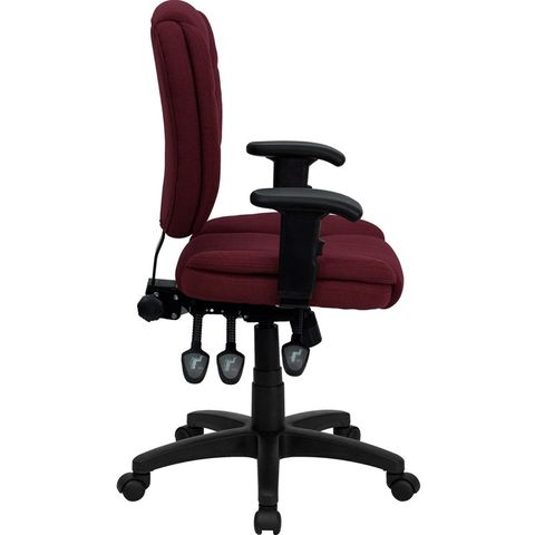 Mid-Back Burgundy Fabric Multi-Functional Ergonomic Task Chair with Arms by Flash Furniture