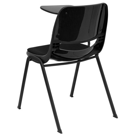 Padded Black Shell Chair with Right Handed Tablet Arm by Flash Furniture