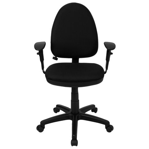 Mid-Back Black Fabric Multi-Functional Task Chair with Arms and Adjustable Lumbar Support by Flash Furniture