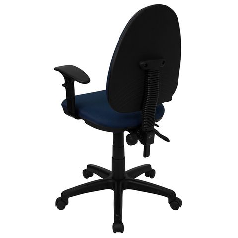 Mid-Back Navy Blue Fabric Multi-Functional Task Chair with Arms and Adjustable Lumbar Support by Flash Furniture
