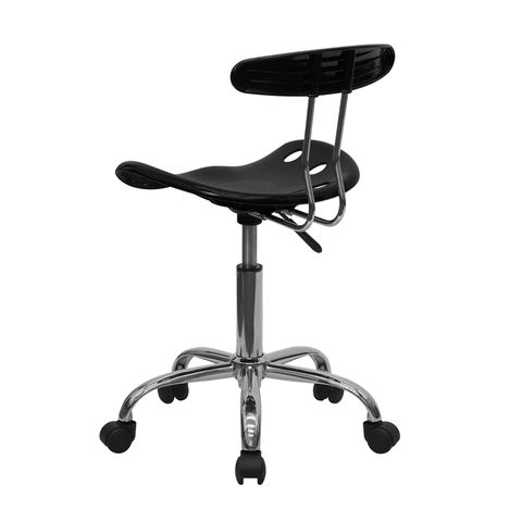 Vibrant Black and Chrome Computer Task Chair with Tractor Seat by Flash Furniture