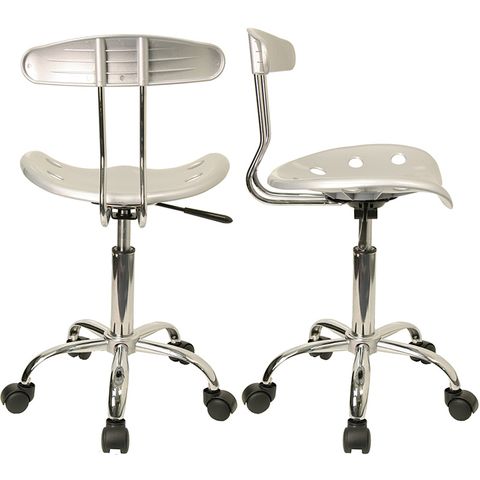 Vibrant Silver and Chrome Computer Task Chair with Tractor Seat by Flash Furniture