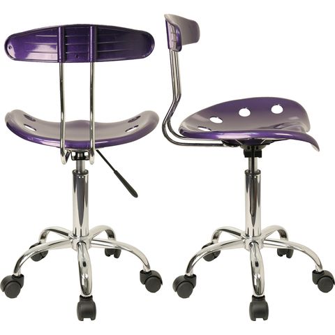 Vibrant Violet and Chrome Computer Task Chair with Tractor Seat by Flash Furniture