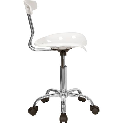 Vibrant White and Chrome Computer Task Chair with Tractor Seat by Flash Furniture