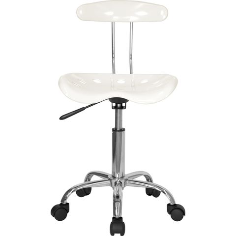 Vibrant White and Chrome Computer Task Chair with Tractor Seat by Flash Furniture