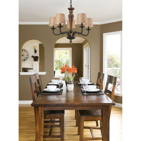 Early American 4 Light Pendant In Colonial Maple And Vintage Rust by Elk Lighting