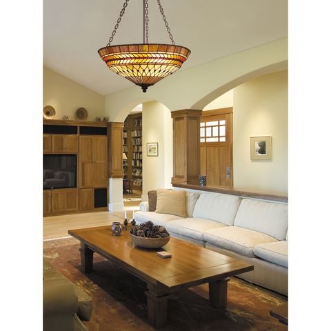 Glass Leaf 3-Light Semi Flush In Tiffany Bronze by Elk Lighting