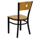 HERCULES&trade; Black Circle Back Metal Restaurant Chair - Natural Wood Back & Seat by Flash Furniture