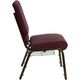 HERCULES&trade; 18.5''W Plum Fabric Church Chair with Book Rack - Gold Vein Frame by Flash Furniture