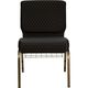 HERCULES&trade; 21'' Extra Wide Black Dot Church Chair with 4'' Thick Seat, Book Rack - Gold Vein Frame by Flash Furniture