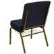 HERCULES&trade; 21'' Extra Wide Navy Blue Dot Church Chair with 4'' Thick Seat, Book Rack - Gold Vein Frame by Flash Furniture