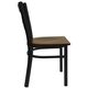HERCULES&trade; Black ""X"" Back Metal Restaurant Chair - Mahogany Wood Seat by Flash Furniture