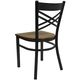 HERCULES&trade; Black ""X"" Back Metal Restaurant Chair - Mahogany Wood Seat by Flash Furniture