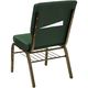 HERCULES&trade; 18.5''W Green Patterned Church Chair with 4.25'' Thick Seat, Book Basket - Gold Vein Frame by Flash Furniture