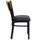 HERCULES&trade; Black Slat Back Metal Restaurant Chair - Natural Wood Back, Black Vinyl Seat by Flash Furniture