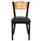 HERCULES&trade; Black Slat Back Metal Restaurant Chair - Natural Wood Back, Black Vinyl Seat by Flash Furniture