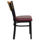 HERCULES&trade; Black Slat Back Metal Restaurant Chair - Natural Wood Back, Burgundy Vinyl Seat by Flash Furniture