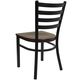 HERCULES&trade; Black Ladder Back Metal Restaurant Chair - Mahagony Wood Seat by Flash Furniture