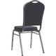 HERCULES&trade; Series Crown Back Banquet Stack Chair with Silver Vein Frame and Black Patterned Fabric by Flash Furniture