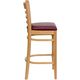 HERCULES&trade; Natural Wood Finished Ladder Back Wooden Restaurant Bar Stool - Burgundy Vinyl Seat by Flash Furniture