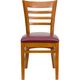 HERCULES&trade; Cherry Finished Ladder Back Wooden Restaurant Chair - Burgundy Vinyl Seat by Flash Furniture